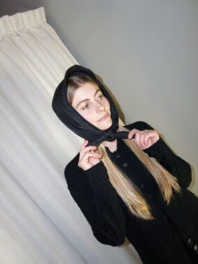 Rus Nori Headscarf in Ink - black padded kerchief style hat